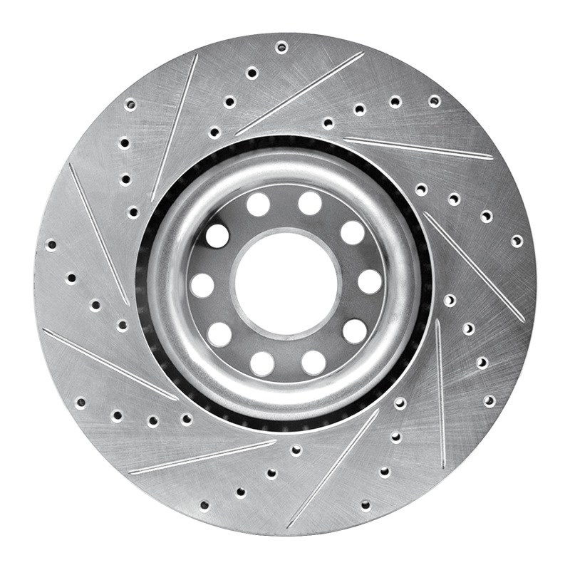 Audi S6 Brake Rotor (1) - Front Right - R1 Concepts - Drilled & Slotted - Silver - `99-`04